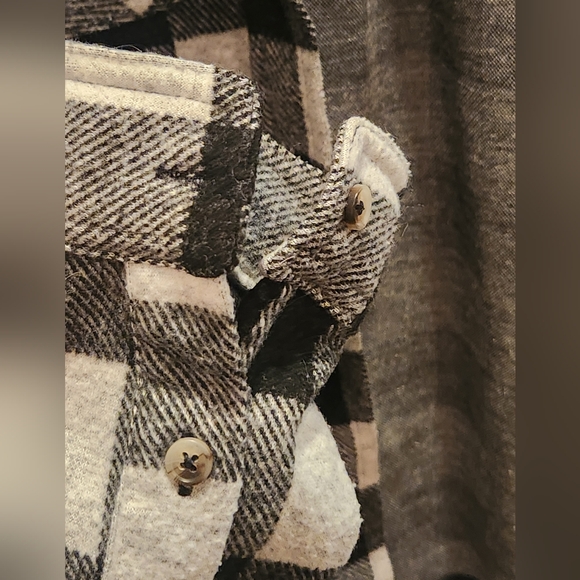 Offbrand Black/Gray Plaid Button Down Shirt, Size Small - Picture 3 of 5